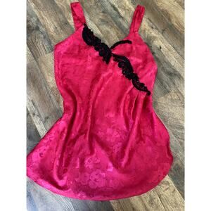 Vintage Victoria's Secret Gold Label Pink w/Black Lace Slip Dress M